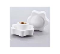2-10Pcs M4-M12 Black White Star Thumb Knob Nuts For Mechanical Equipment Manual Clamping Assembly(White No Perforated,M5(Head 32mm) 2pcs)