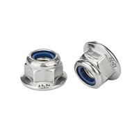 2-10PCS M4 M5 M6 M8 M10 M12 Stainless Steel Hex Flange Nylon Metal No Serrated Lock Nut Hexagon Nylon Lock Nuts(Nylon Lock,M4(10pcs))