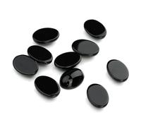 2-10pcs Natural Stone Cabochon Oval Tiger Eye Agates Jade Amethyst Stone Cabochons Beads Cameo Settings for DIY Jewelry Making-Black Agate-18x25mm-10pcs