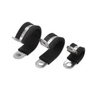 2-10pcs Reinforced P Type Pipe Clamp with Rubber Stainless Steel P Hose Clamps R Type Hose Clamps Single Cable Clamp Clip(19mm(7pcs))