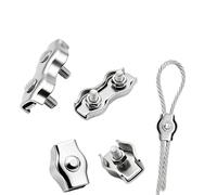 2-10PCS Stainless Steel Wire Rope Clips Single/Double Clamp Cable Chuck Lock M2-M8 Hardware Fastener(Double clip-M8-5pcs)