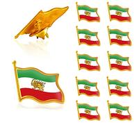 2/12/50/100/Pcs Iran Persia Flag Lapel pins Bulk Metal Persian Iranian Lion Sun and Crown pin Souvenir Series Gifts, purple and teal