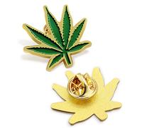 2/12/50/100Pcs Marijuana Leaf Enamel Lapel Pin 1“ - Weed Happy cannabis 420 day Brooch Badge For Men Women Clothes Bags Hats, 1.2inch, Metal, no gemstone