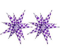 2 * 12 Pcs Purple Silver Holographic Checkered Star Foil Balloons/Iridescent Party Decor,Halloween, New Year/Y3K Girl, KPOP Idol Demon Hunters/Taylr Popular Singer Birthday Decor(2Pcs Purple Laser)