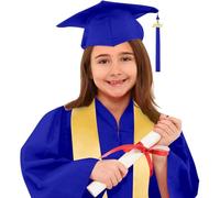 2-12T Kid Graduation Cap and Gown 2025 Set with Tassel for Kindergarten Preschool Nursery Graduation Blue 4-5 Years Unisex Little Kid