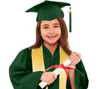 2-12T Kid Graduation Cap and Gown 2025 Set with Tassel for Kindergarten Preschool Nursery Graduation Green 4-5 Years Unisex Little Kid