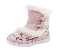 2-12T Leather Boots Kids Girls Ethnic Style Boots Gilrs Cloth Shoes Warm Winter Snow Boots Embroidery Slide Cool Simple Hoodie Kids Knee High Newborn Stuff Pink
