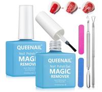 2 * 15 ml Gel Nail Polish Remover,Professional Nail Varnish Remover,Easily Removes Gel Nails Polish within 2-5 Minutes,with Nails Buffer & Cuticle Pusher,Quickly & Easily