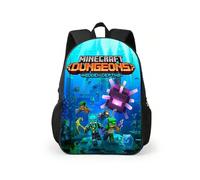 (2, 16 inches) Student Minecraft Novelty Backpack Waterproof Daily Graphic Knapsack Lightweight School Bookbag for Kids