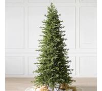 2.1m/7ft Medium Slim Christmas Tree, Artificial Narrow Christmas Tree, Holiday Decor, Flashing Lights, Foldable, For Office, Indoor, Bedroom, Shopping Mall(No light)