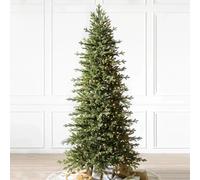 2.1m/7ft Medium Slim Christmas Tree, Artificial Narrow Christmas Tree, Holiday Decor, Flashing Lights, Foldable, For Office, Indoor, Bedroom, Shopping Mall(With light)