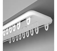 2.1m Double Ceiling Curtain Rail Silent Aluminum Track Versatile Floating Rod for Living Room Bathroom Bedroom - Adjustable Length 15m White
