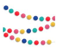 Unique Vibrant Multicolored Christmas Felt Pom Pom Garland, 7 ft - 1 Count | Festive Decor for Holidays & Events