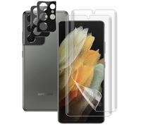 (2+2) 2 Pack Screen Protector For Samsung Galaxy S21 Ultra 5G (Not Glass), Flexible Soft TPU Film with Camera Lens Protector