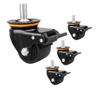 2/2.5/3 inch Industrial Swivel Caster with Bearing, Threaded Stem M20*40, Set of 4 Heavy Duty Nylon Replacement Wheel, with Brake, Maximum Load Capacit 1800kg