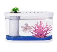 2.2 Gallon Fish Tank Kits,Small Aquarium Starter Kit,Nano Desktop Tank with Quiet Filter, Lid,Color-Changing Light&Decor for Betta Shrimp Guppy Jellyfish Goldfish Beta(12.6 * 7 * 5.6 Inch)