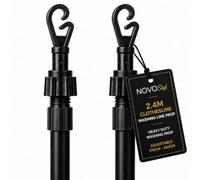 2.2 Meter Telescopic Washing Line Prop Pole Clothesline Heavy Duty Garden Dry Clothes Drying Airer Support Poles Galvanised Laundry Outdoor Washing Lines Poles Extenedable to 2.2M (2)