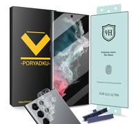 2+2 Pack [Not Glass] for Samsung Galaxy S22 Ultra Screen Protector+ Camera Lens Glass, [Fingerprint Unlock] [Bubble Free] [HD Clear] Film for S22 Ultra 5G