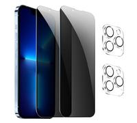 [2+2 Pack] Privacy Screen Protector for iPhone 13 Pro Max,Anti-Spy Tempered Glass Film, Fingerprint Recognition, 9H Hardness, Anti Scratch, Anti Fingerprint