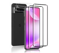 2 + 2 pieces for tempered glass for Google Pixel 8 Pro screen protector, 9H anti-scratch protective glass film with camera protection, sensitive touch, anti-fingerprint tempered glass protection, no