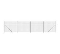 vidaXL Anthracite Wire Mesh Fence with Flange - Steel/PVC Coated Garden Fencing, UV-Resistant Outdoor Barrier, 2.2x10m