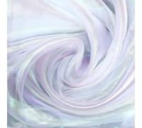 2.2 Yard Iridescent Fabric, Translucent Organza Fabric, Iridescent Sequin Lace Fabrics for DIY Dress Curtain Hair Band Wedding Photography Party Decor(White)