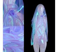 2.2 Yard Iridescent Fabric, Translucent Organza Fabric, Iridescent Sequin Lace Fabrics for DIY Dress Curtain Hair Band Wedding Photography Party Decor(Light Purple)