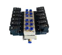 2-20 Row 1/8" Pneumatic 5 Way Double Solenoid Valve Block 4V120-06 Fitting Manifold 12V DC 24V 110V 220V 4V120 06 4V120-06B(12 Row)