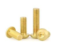2-20pcs H62 Solid Brass Button Head Screw M3 M4 M5 M6 M8 Pure Brass Hex Hexagon Socket Round Cap Head Screw Bolts(16mm,M6 (5Pcs))