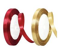 2*22m Claret Champagne Gold Ribbon for Gift Wrapping,Xmas Satin Ribbon Thick Velvet Ribbon Fabric Ribbon Silk Wrapping Ribbon,Christmas Ribbon for Gift Wapping Bows,Sewing,Hair,Wedding,Presents,Cake