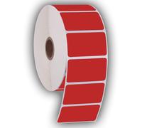 2.25" X 1.25" Direct Thermal Perforated Stickers Labels for Barcodes, Address, Consignment - Compatible with Zebra, Rollo, Godex and More (RED, 6 Rol