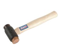 2.25lb Copper and Rawhide Faced Hammer - Hickory Wooden Shaft - Iron Head