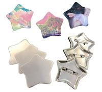 2.28X2.28In DIY Button Maker Machine, 58X58mm Press Star Badge Maker Kit and Pins with Paper Cutter 100 Components and 20 A4 Size Holographic Cold Laminate(100pcs Materials)