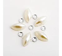 2.2cm Flower Petal - Self Adhesive Diamante and Pearl Gem Craft Sticker (12 Pieces)