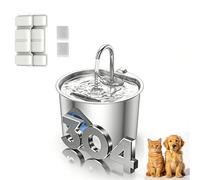 2.2L 304 Stainless Steel Cat Water Fountain, Automatic Quiet Pet Water Dispenser with Detachable Tank, 4-Stage Filter, Easy to Clean for Cats and Dogs