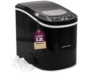 2.2L Andrew James Ice Maker Machine - Portable Countertop Ice Machine for Home, Electric Ice Dispenser with Scoop & Basket, Self-Cleaning, Small or Large Ice Cubes