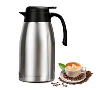 2.2L Insulated Coffee Carafe,Thermal Coffee Pots,Double Walled Vacuum Insulated Teapot with Press Button Top, Stainless Steel Thermal Jug Flask for Hot and Cold Drinks-Stainless Steel