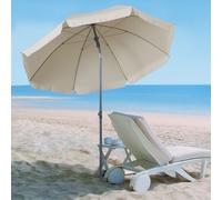 Outsunny 2.2m Tilt Garden Parasol Beach Umbrella Patio Sun Shade Cream White