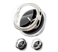 [2+2Pack Bling Diamond Case for Samsung Galaxy Watch 8 Screen Protector 40mm Women, Glitter Rhinestone Protective Hard PC Bumper Covers for Galaxy Watch 8 Case 40mm Cover Accessories