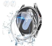 [2+2Pack] for Samsung Galaxy Watch 6 40mm Screen Protector Case, Hard PC Bumper + HD Anti-Fog Tempered Glass Protective Film, Waterproof Face Cover Set for Galaxy Watch 6 40mm, Transparent