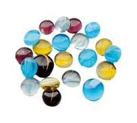 2.2pound Small Colorful Glass Beads 0.8inch Flat Bottom Marble Stones for Home Decoration and Crafting Vase Fillers Glass Stone