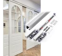 2/3/4/5/6/6.6/7/7.5/8/9/10 FT Pocket Door Hardware with Soft Close Mechanism - Heavy Duty Aluminum Bypass Sliding Closet Door Track Hardware Kit, Slide Smoothly and Quietly(Silver,6.6 ft/201 cm)