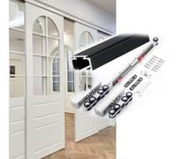 2/3/4/5/6/6.6/7/7.5/8/9/10 FT Pocket Door Hardware with Soft Close Mechanism - Heavy Duty Aluminum Bypass Sliding Closet Door Track Hardware Kit, Slide Smoothly and Quietly(Black,6.6 ft/201 cm)