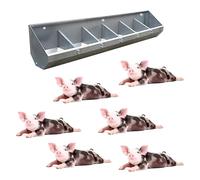 2 3 4 5 6 7 8 Bit Livestock Feeding Trough Large for Fattening Pig, Portable Hog Trough Feeder with Divider Panel, Stainless Steel Hay Food Water Feed Bin Large Capacity(1.8m/5.9ft - 6bit)