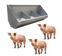2 3 4 5 6 7 8 Bit Livestock Feeding Trough Large for Fattening Pig, Portable Hog Trough Feeder with Divider Panel, Stainless Steel Hay Food Water Feed Bin Large Capacity(0.9m/2.9ft - 3bit)