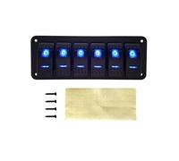 2 3 4 5 6 Gang Dual LED Marine Boat Rocker Switch Panel for Truck Boat Car Switch Panel Lighter Socket Circuit Breaker IDGTTLDF(6 gang Blue LED)