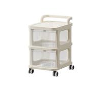 2/3/4/5-Layers Storage Rack on Wheels Storage Box Shelf Plastic Bedside Table on Wheels, White Cupboard Clothes/Shoes/Toys/Snack Organizer Cart for Living Room/Bedroom/Hallway/Office (2 Drawers)