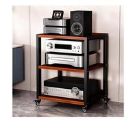 2/3/4/5-Tier AV Media Stand - Sturdy Audio/Video Storage Cabinet for TV DVD Record Player - Stylish Black & Brown Home Entertainment Center L55xW50xH70cm
