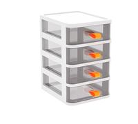 2/3/4/5 Tier Plastic Storage Drawers Space-Saving Tower Unit Chest Desktop for Office Home School Stationary Make Up Organiser (White, 4 Tier)