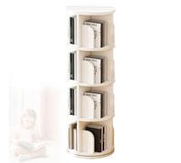 2/3/4/5 Tier Rotating Bookshelf,360° Revolving Bookcase Corner Wood Board Bookcase,Stackable Bookshelf Organizer Display Cabinet for Small Space Study Bed Room,White,46 * 131cm